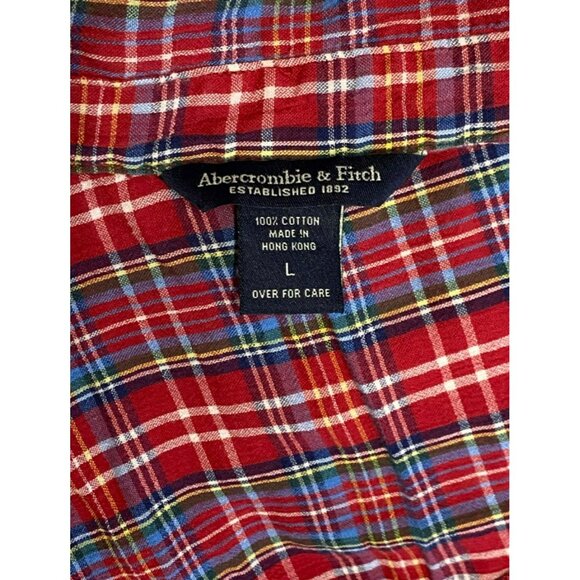 Vintage Abercrombie & Fitch Shirt Large Women's Red plaid Long Sleeve Western - Picture 6 of 7
